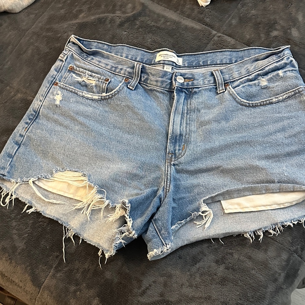 Abercrombie & Fitch Distressed Light Blue Denim Cutoff Shorts